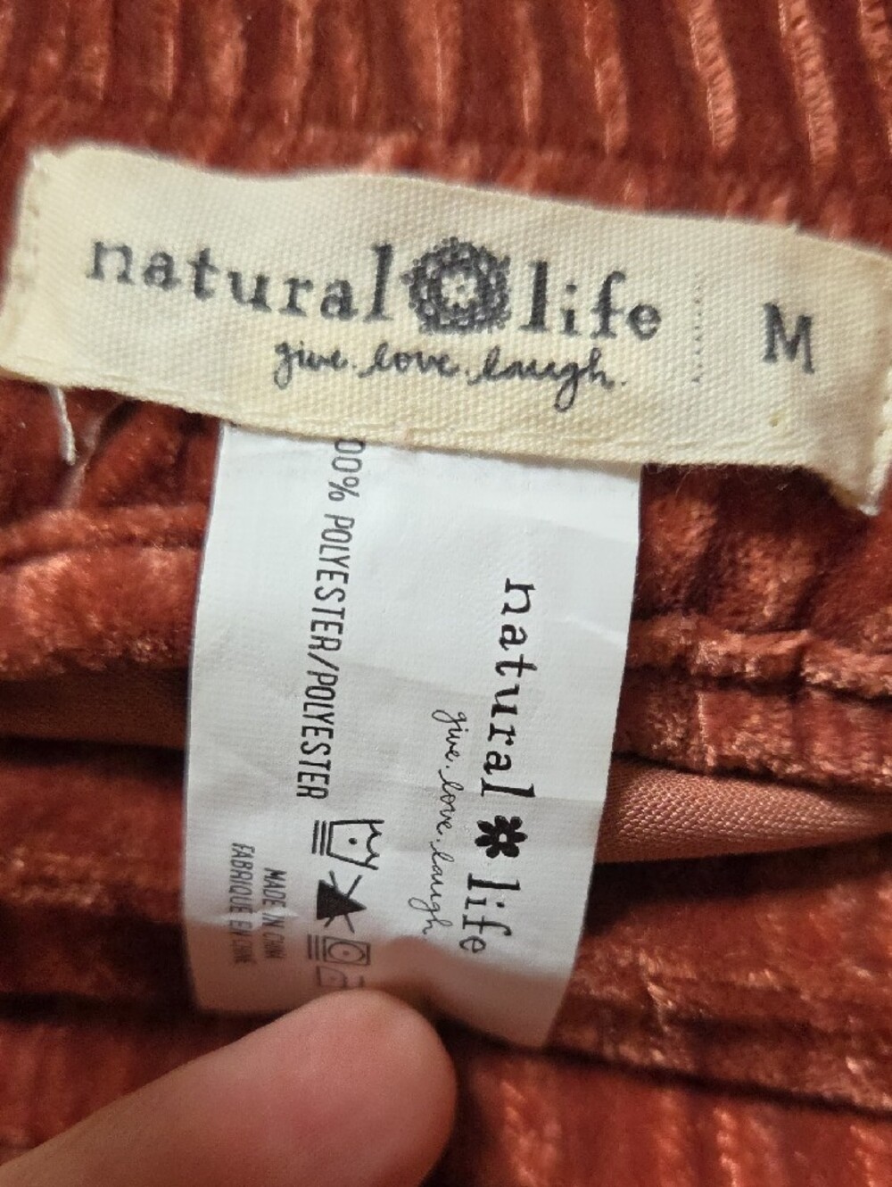 NATURAL LIFE Rust Velvet Tiered Flare Pants Sz Med - Picture 3 of 5